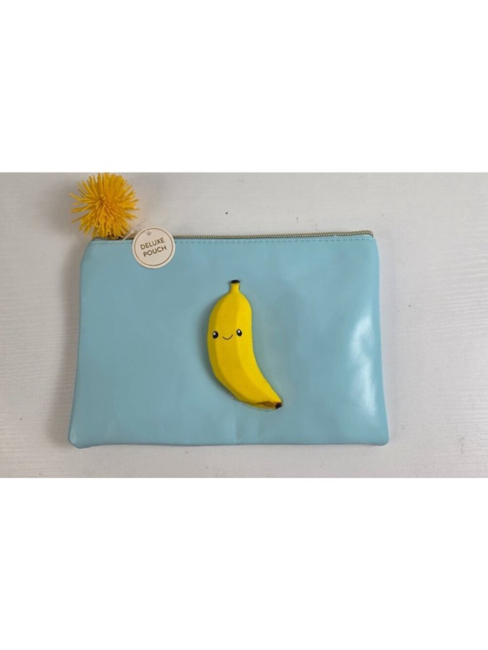 Studio DIY “Can’t Clutch This” Blue Banana Zipper Pouch with Pom Pom